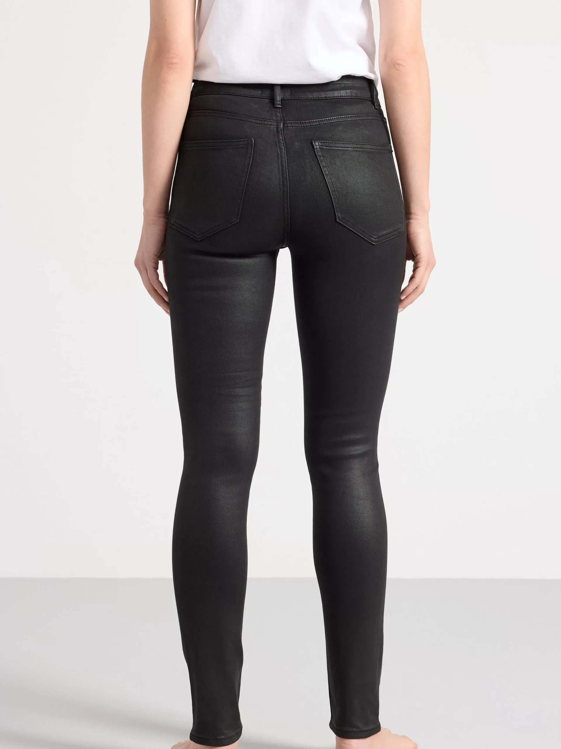 Byxor>Lindex Alba-Jeans Med Smal Passform, Smalt Ben Och Belagd Yta Black