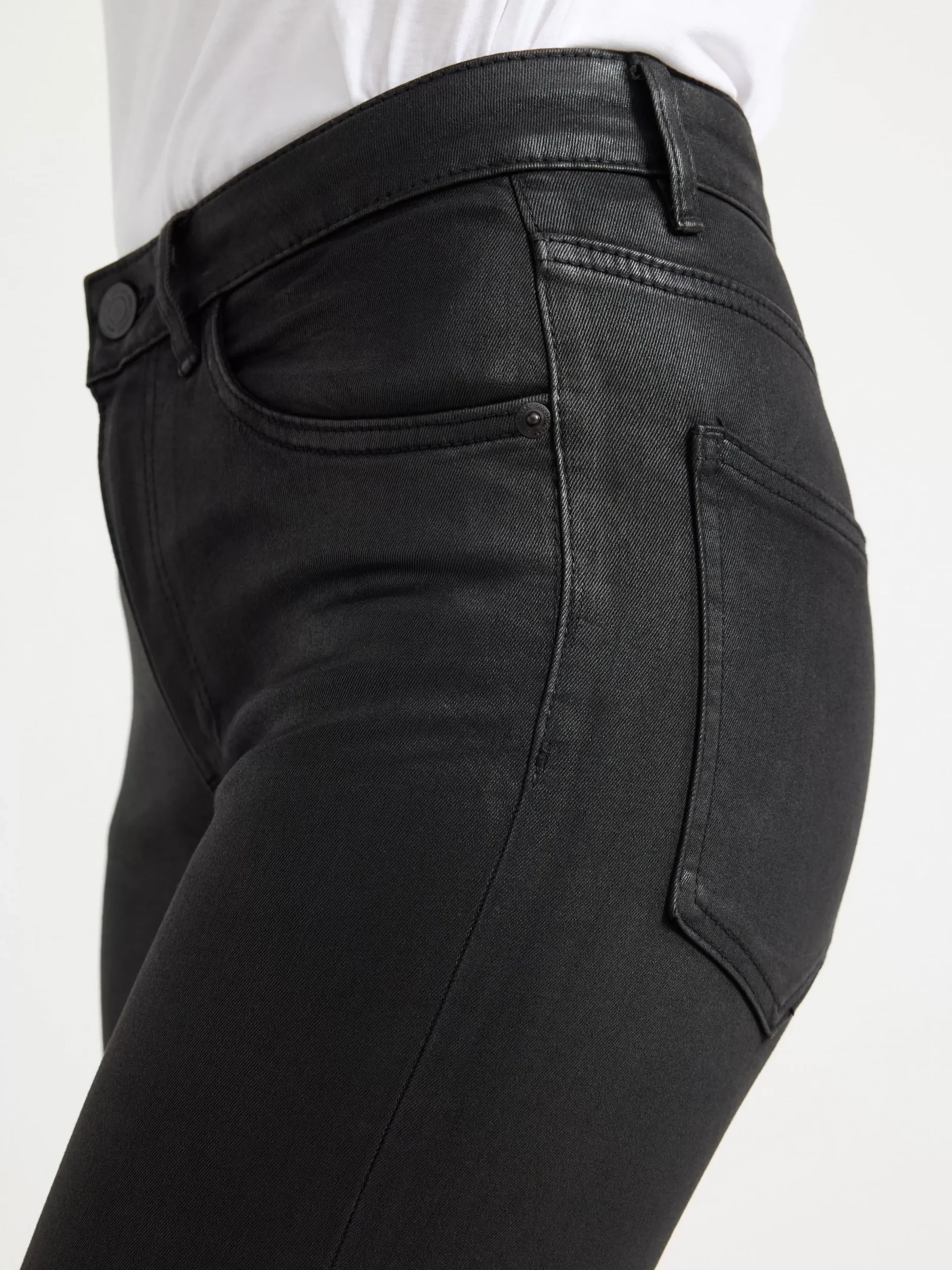 Byxor>Lindex Alba-Jeans Med Smal Passform, Smalt Ben Och Belagd Yta Black
