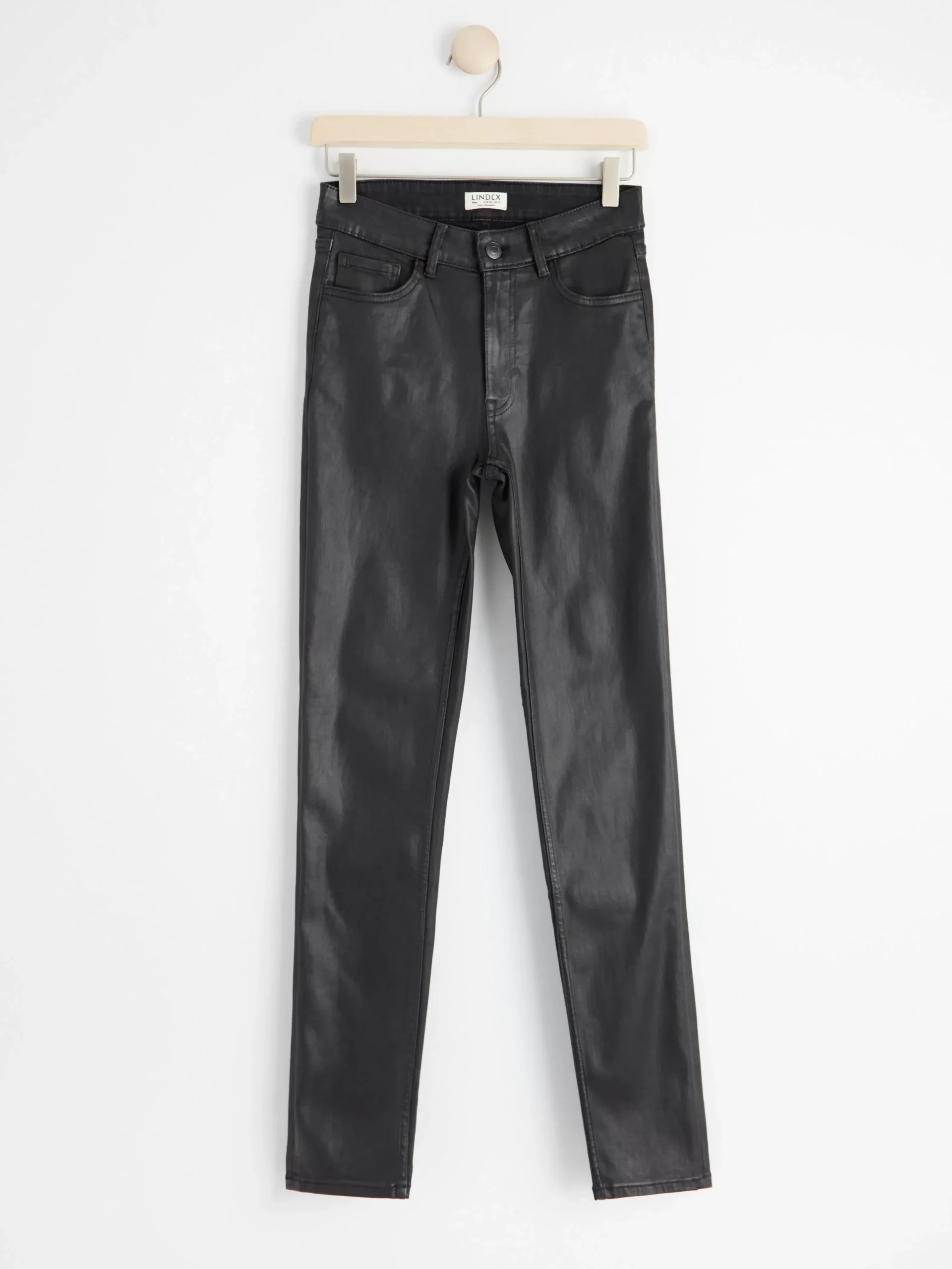 Byxor>Lindex Alba-Jeans Med Smal Passform, Smalt Ben Och Belagd Yta Black