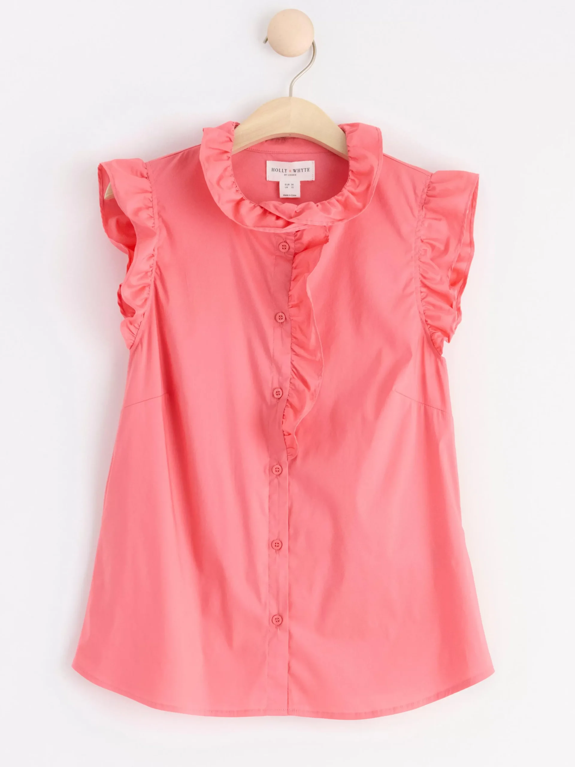 Blusar & Skjortor>Lindex Armlos Blus Med Volanger Dark Pink