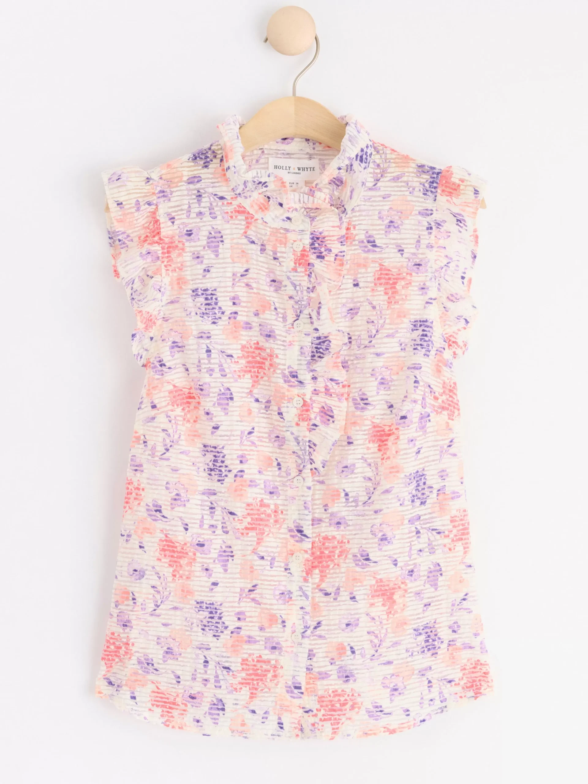 Blusar & Skjortor>Lindex Armlos Blus Med Volanger Coral