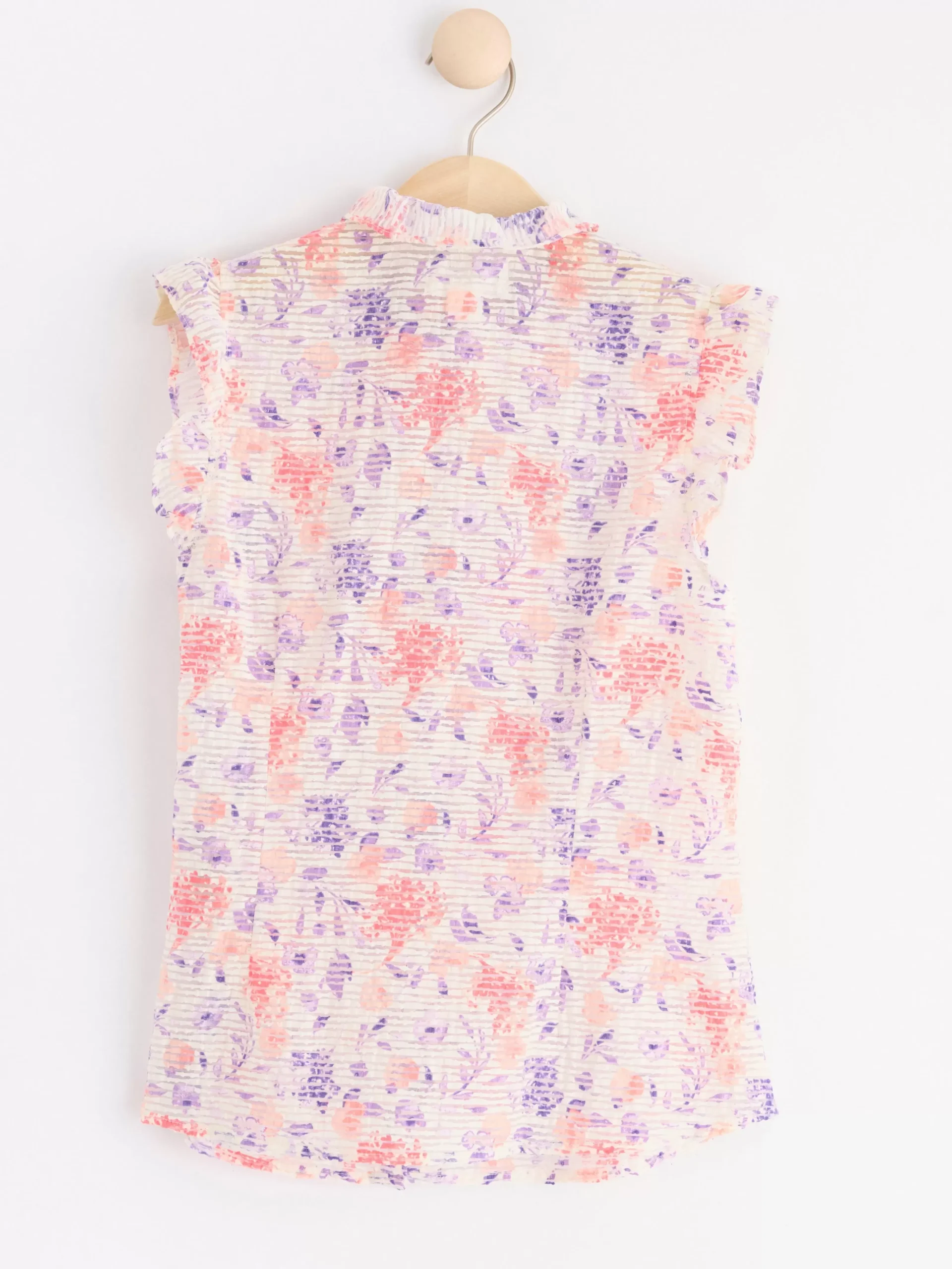 Blusar & Skjortor>Lindex Armlos Blus Med Volanger Coral