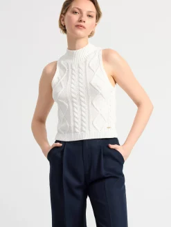 Toppar & T-Shirts>Lindex Armlos Stickad Topp Off White