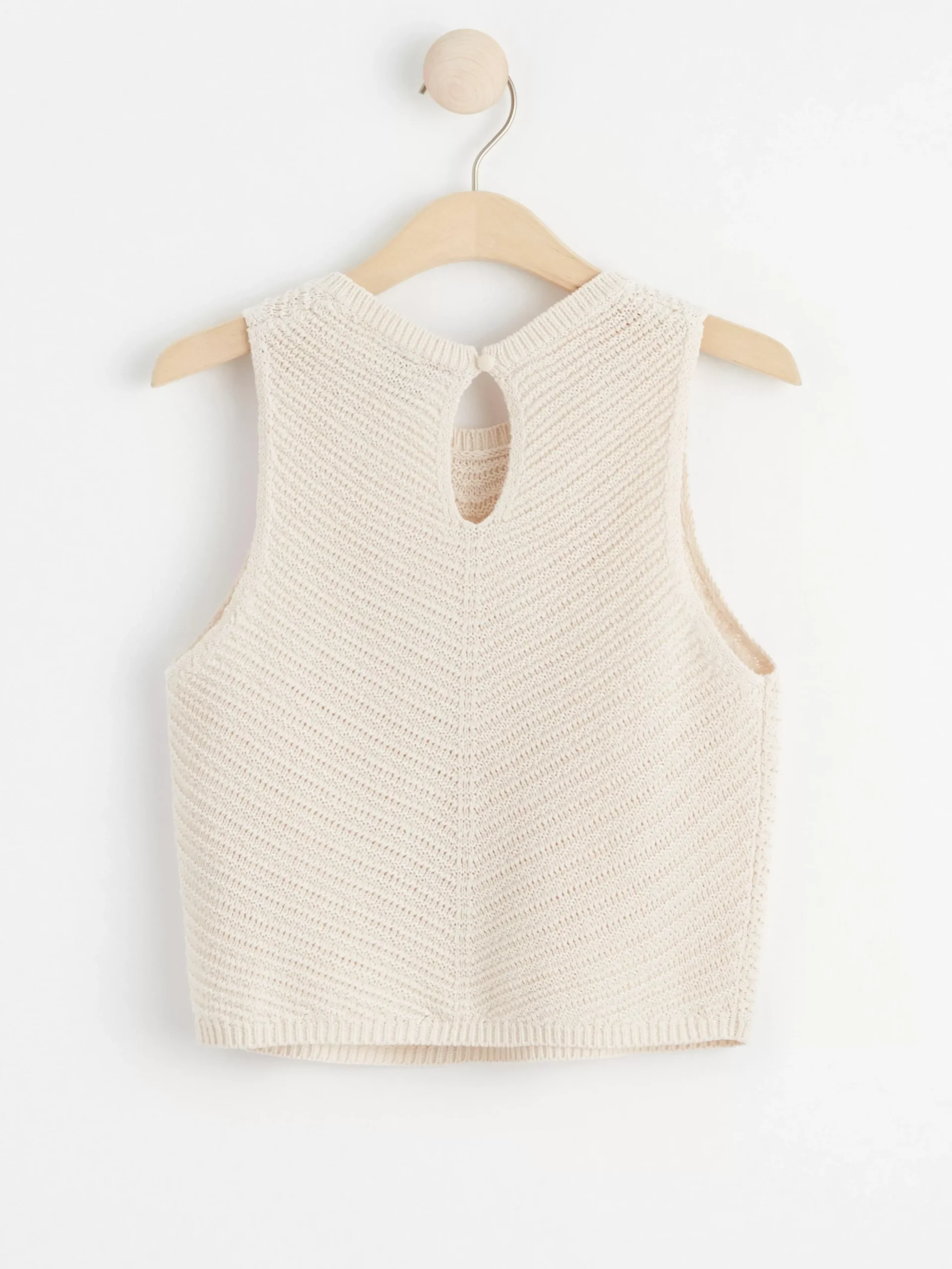 Toppar & T-Shirts>Lindex Armlos Topp I Stickad Linneblandning Light White