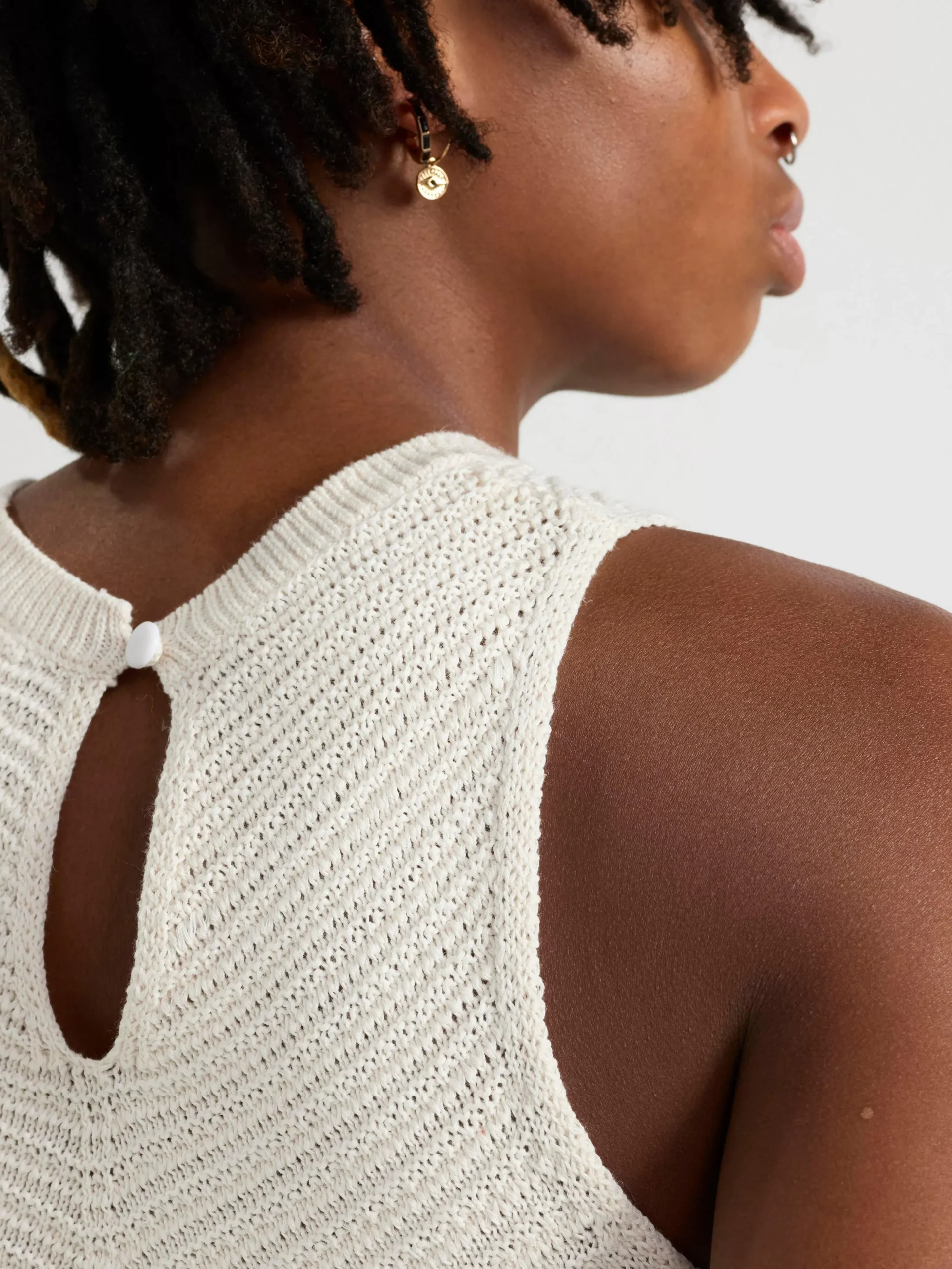 Toppar & T-Shirts>Lindex Armlos Topp I Stickad Linneblandning Light White
