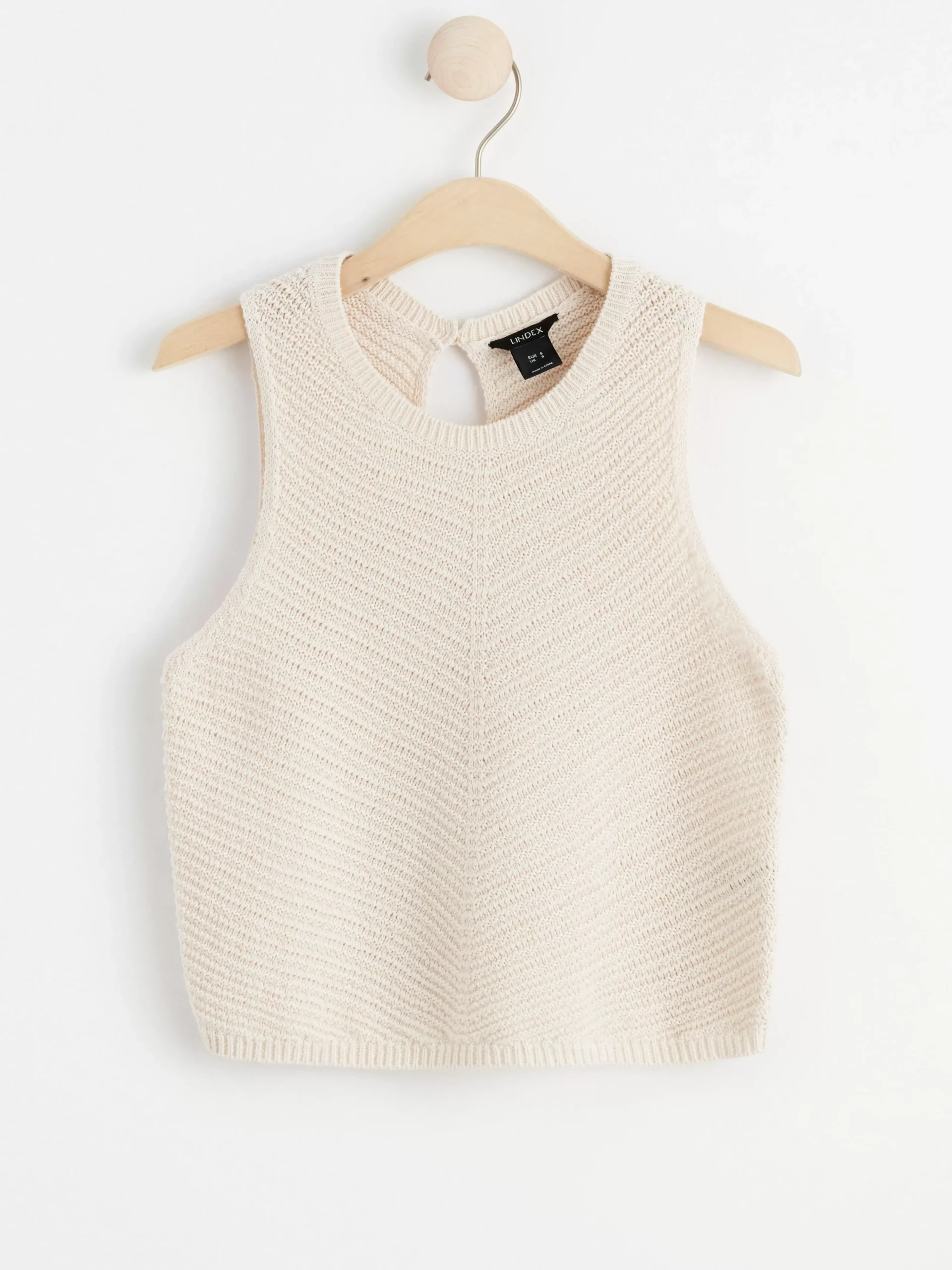 Toppar & T-Shirts>Lindex Armlos Topp I Stickad Linneblandning Light White