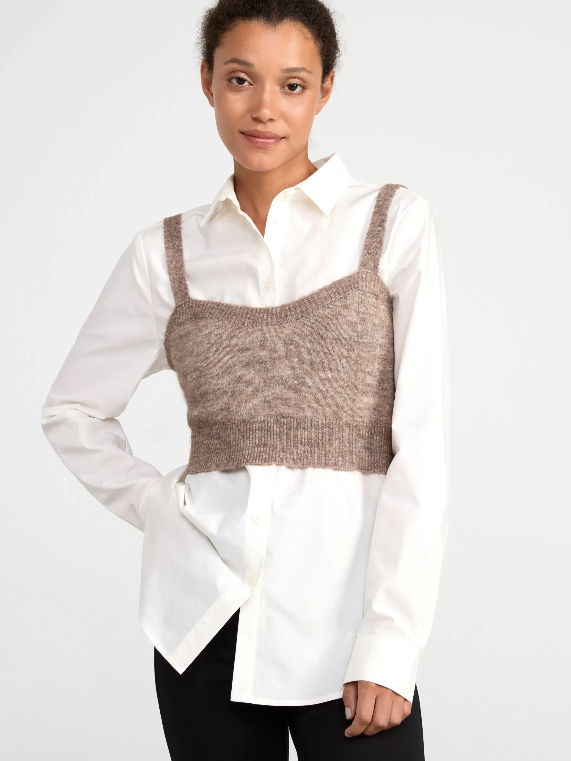 Linnen>Lindex Armlos Topp I Ullblandning Brown Melange