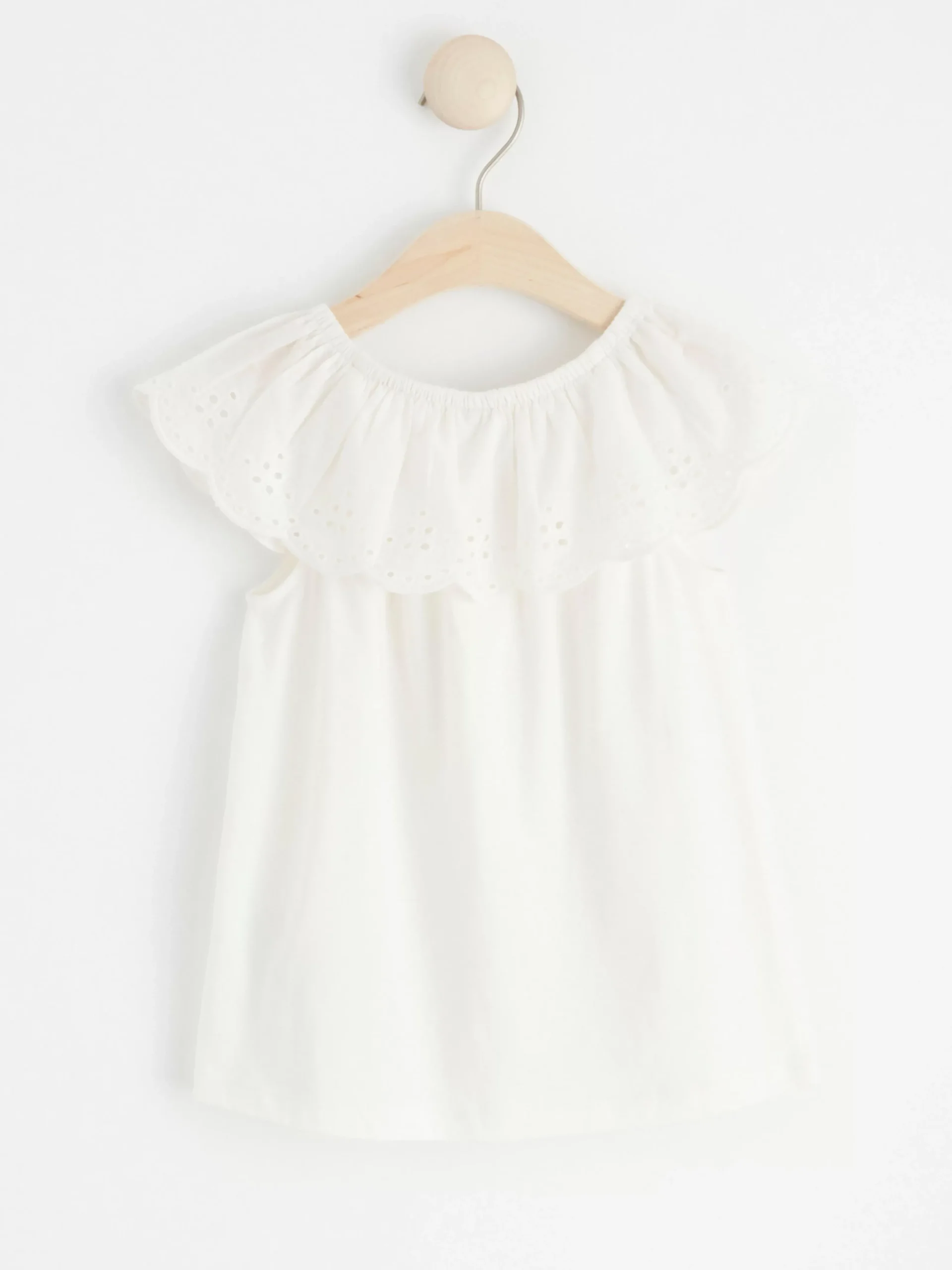Toppar & T-Shirts>Lindex Armlos Topp Med Broderie Anglaise Light Dusty White