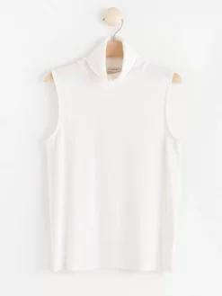 Toppar & T-Shirts>Lindex Armlos Topp Med Polokrage Off White