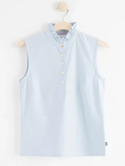 Toppar & T-Shirts>Lindex Armlos Topp Med Volangkrage Light Blue