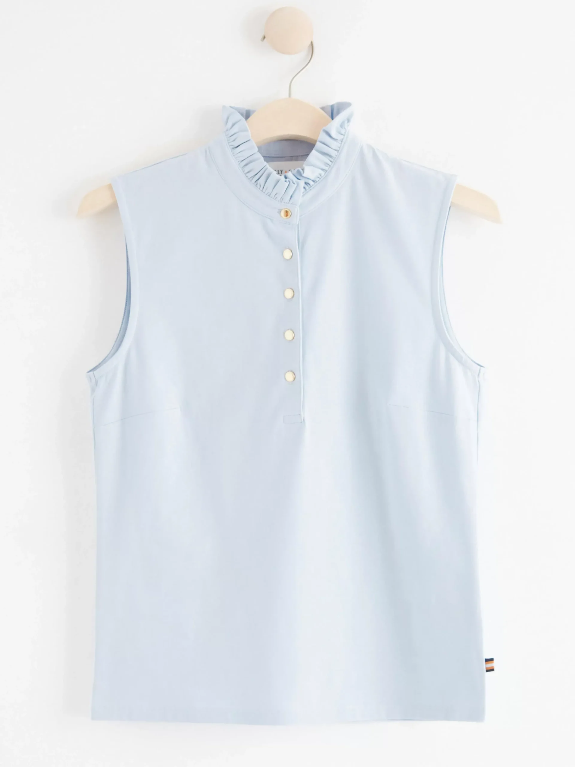 Toppar & T-Shirts>Lindex Armlos Topp Med Volangkrage Light Blue
