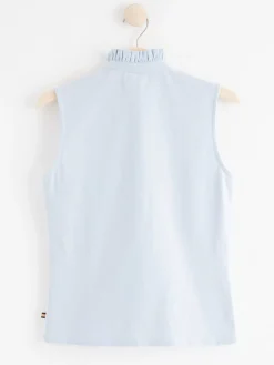 Toppar & T-Shirts>Lindex Armlos Topp Med Volangkrage Light Blue