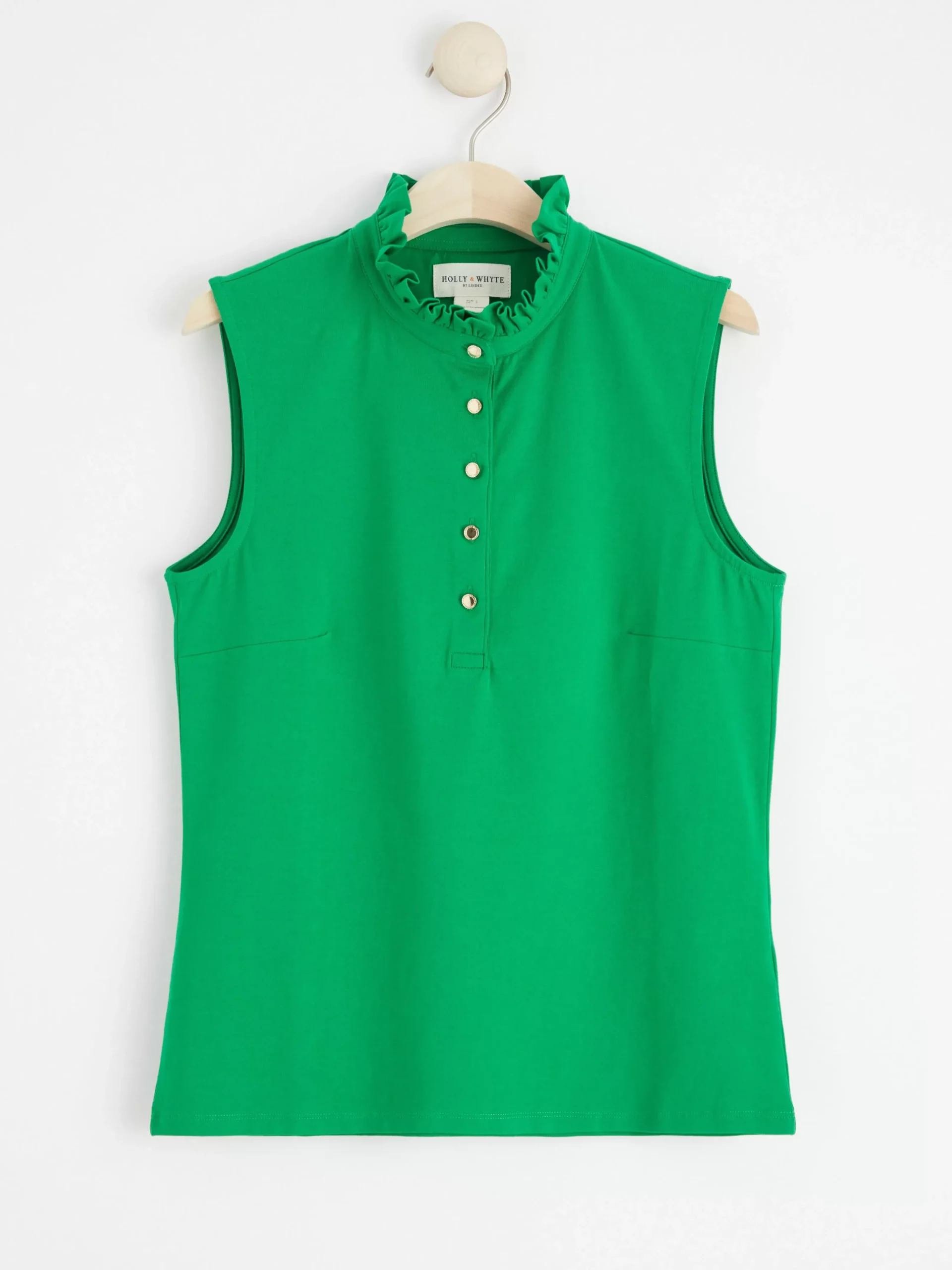 Toppar & T-Shirts>Lindex Armlos Topp Med Volangkrage Green