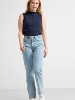 Toppar & T-Shirts>Lindex Armlos Topp Med Volangkrage Navy