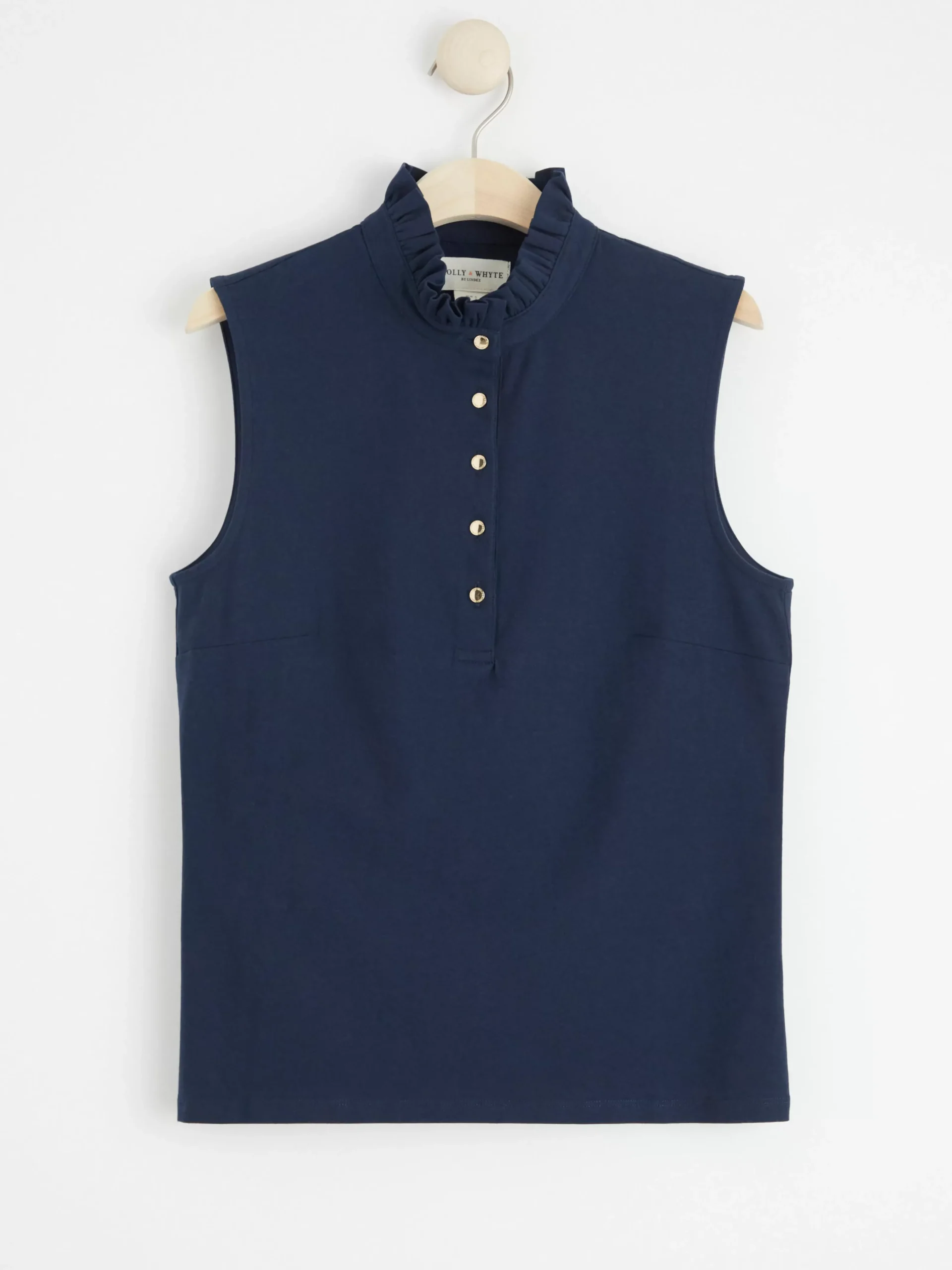 Toppar & T-Shirts>Lindex Armlos Topp Med Volangkrage Navy