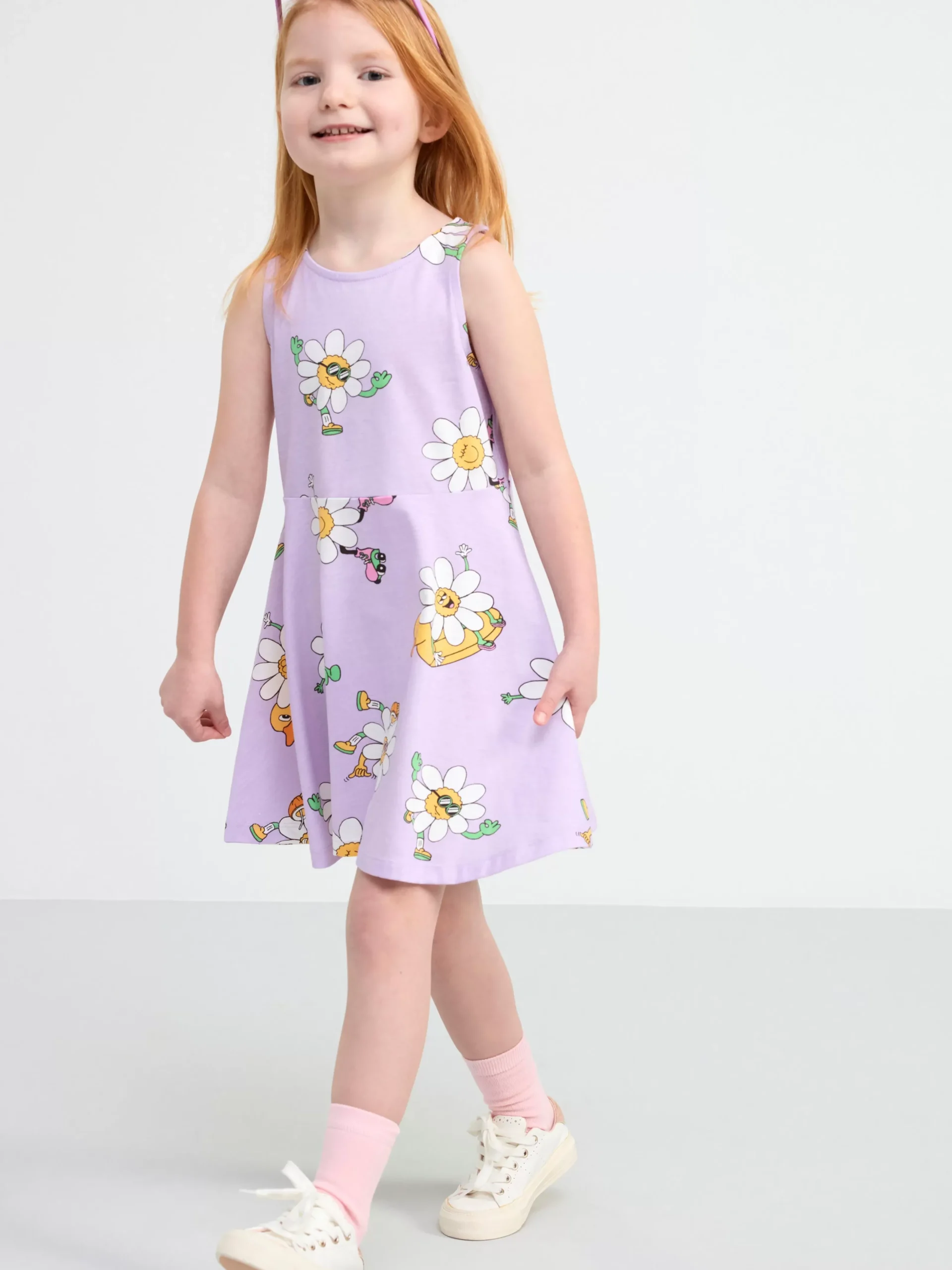 Klänningar>Lindex Armlos Trikaklanning Med Blommor Light Lilac