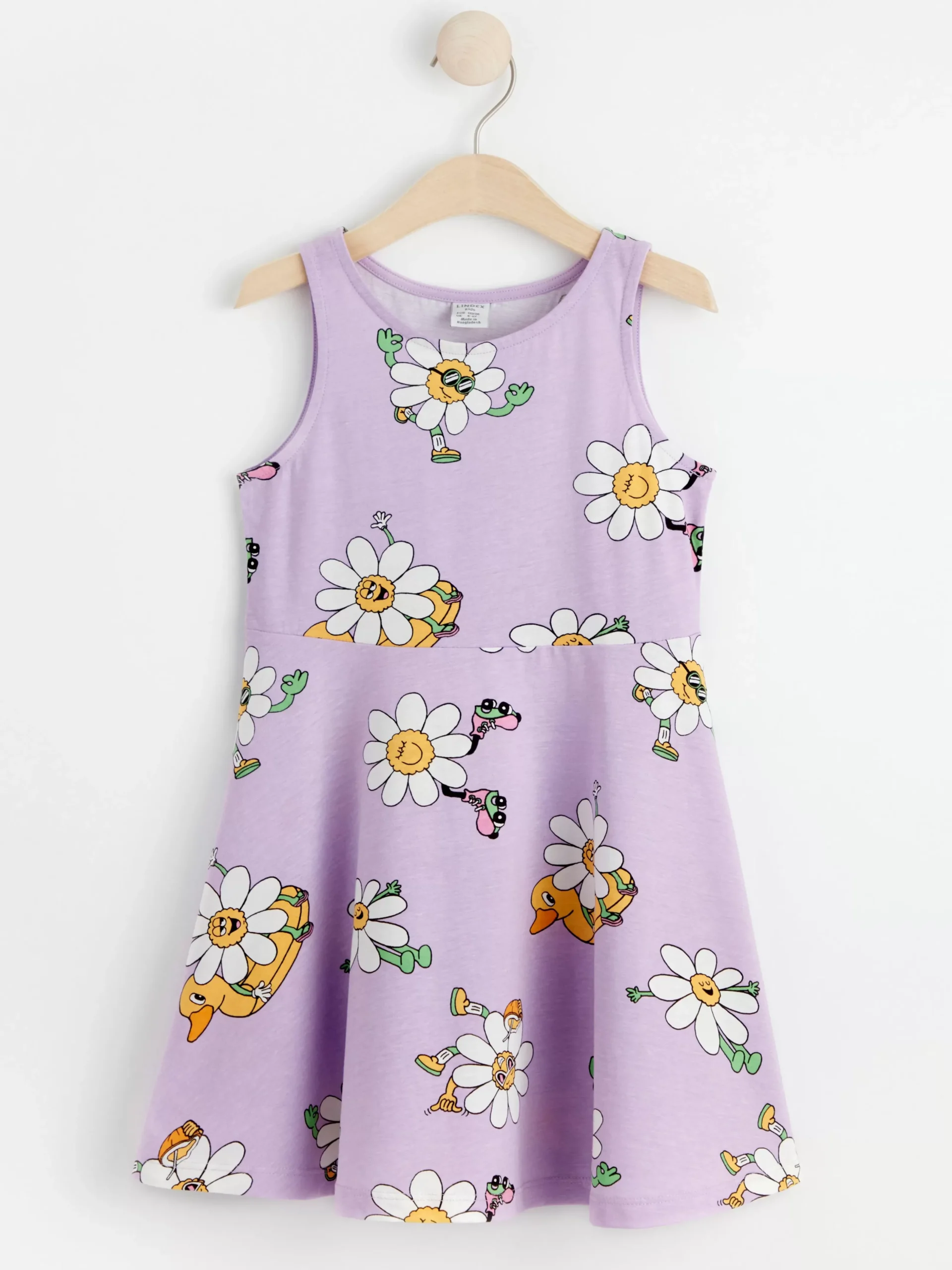 Klänningar>Lindex Armlos Trikaklanning Med Blommor Light Lilac