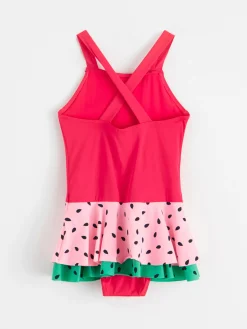 Badkläder & Uv>Lindex Baddrakt Med Volang Dk Neon Coral