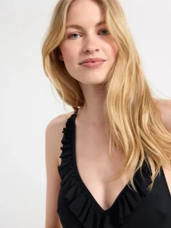Badkläder>Lindex Baddrakt Med Volang Black
