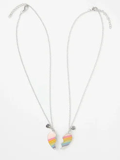 Accessoarer>Lindex Basta Kompis-Halsband Med Regnbagshjarta Silver