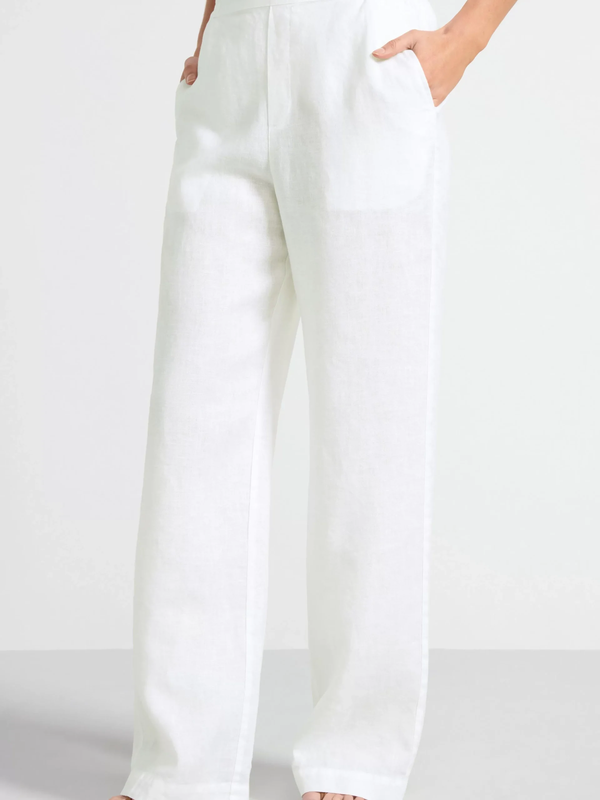 Byxor>Lindex Bella Rak Byxa I Linne White