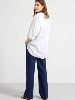 Byxor>Lindex Bella Rak Byxa I Linne Dark Blue