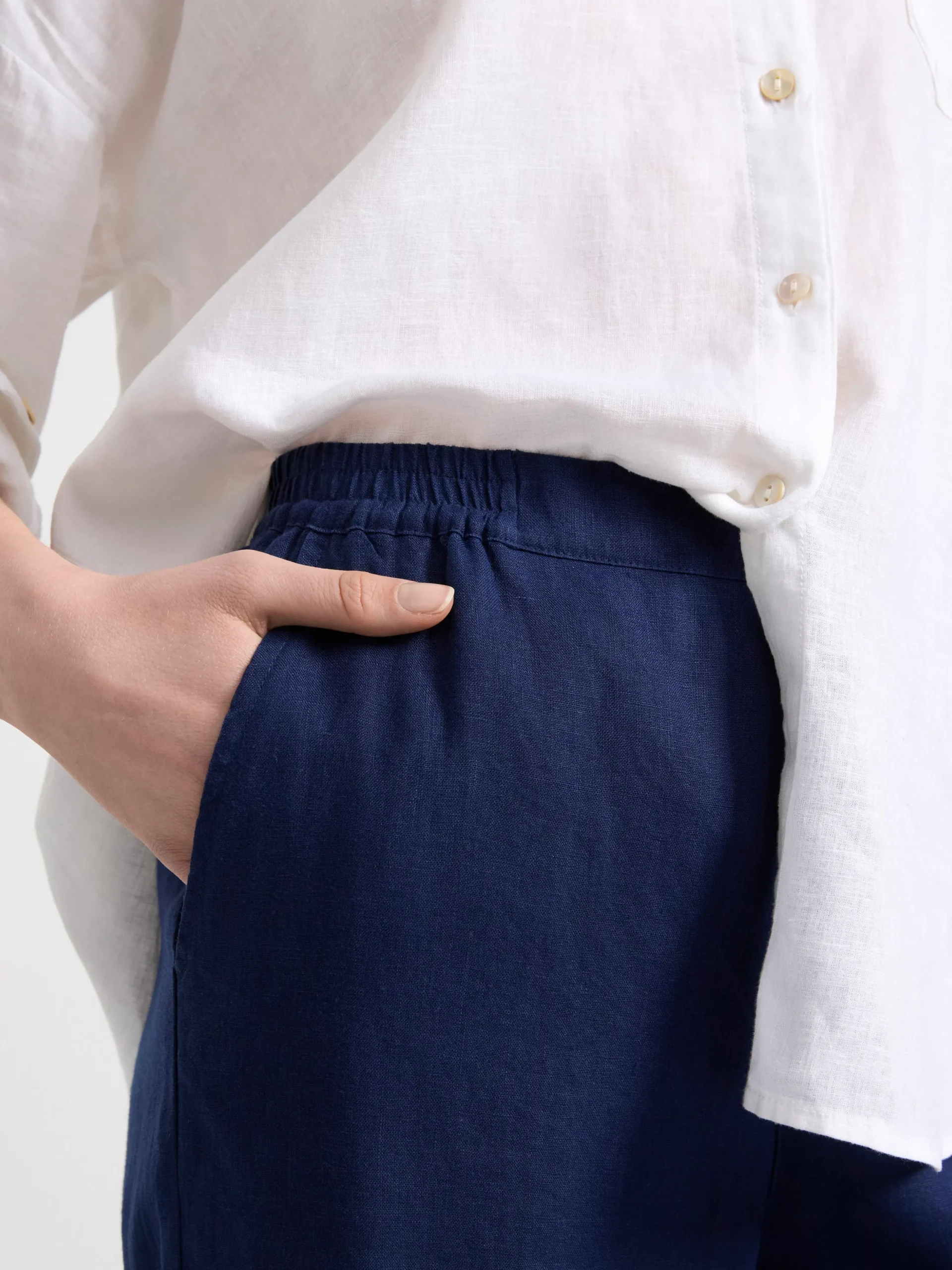 Byxor>Lindex Bella Rak Byxa I Linne Dark Blue