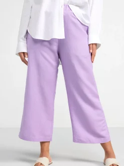 Byxor>Lindex Bella Rak Croppad Byxa I Linne Dusty Lilac