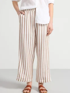 Byxor>Lindex Bella Rak Croppad Byxa I Linne Off White
