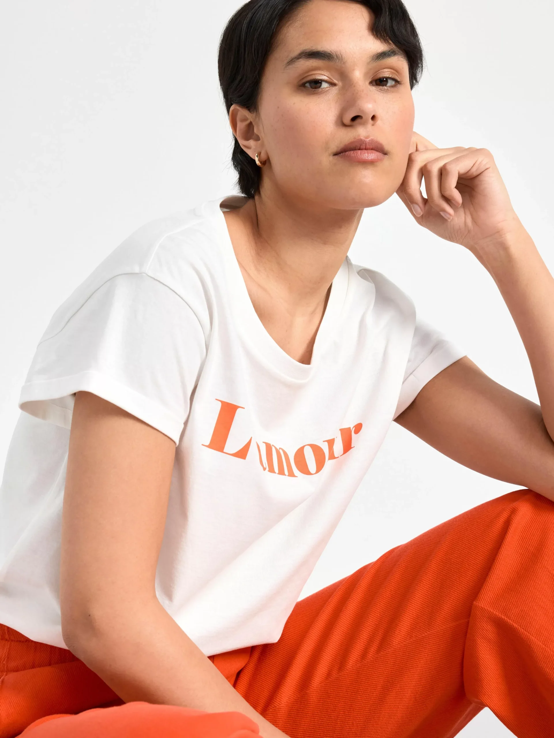 Byxor>Lindex Bella Rak Croppad Twillbyxa Red