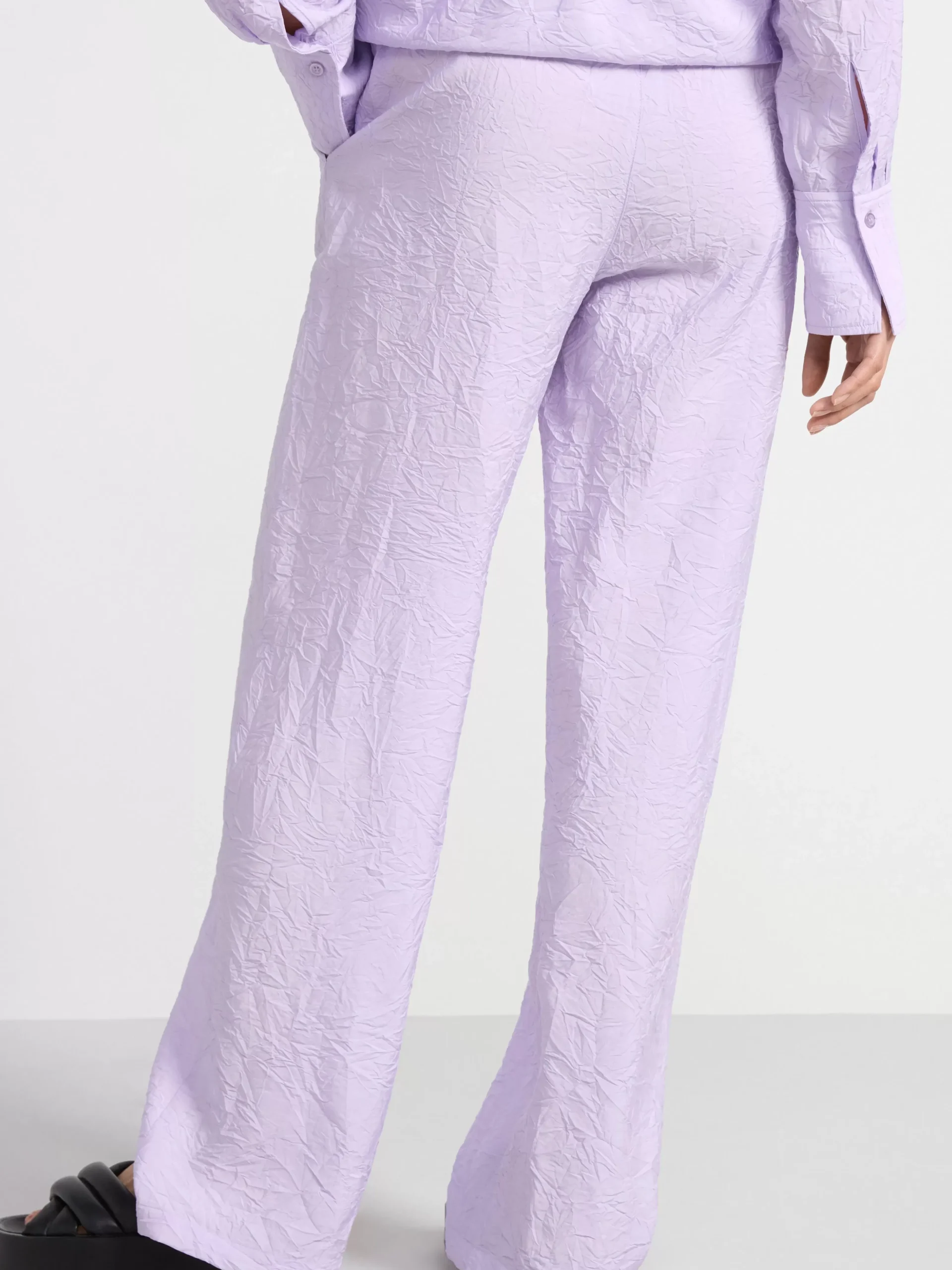 Byxor>Lindex Bella Rak Krinklad Byxa Light Lilac