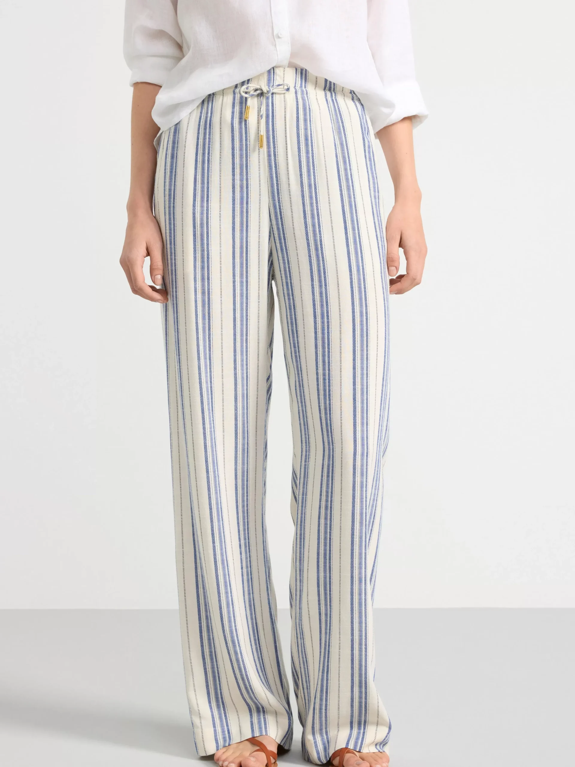 Byxor>Lindex Bella Randig Rak Byxa Off White