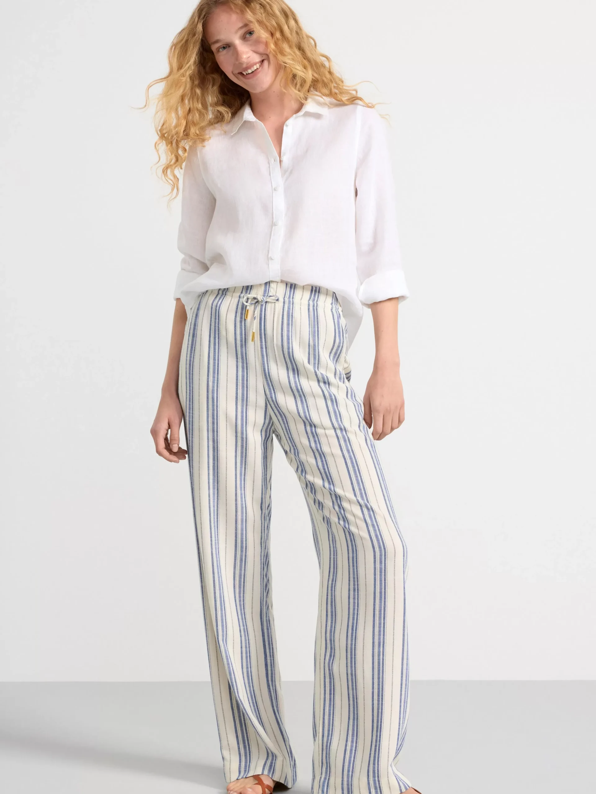 Byxor>Lindex Bella Randig Rak Byxa Off White