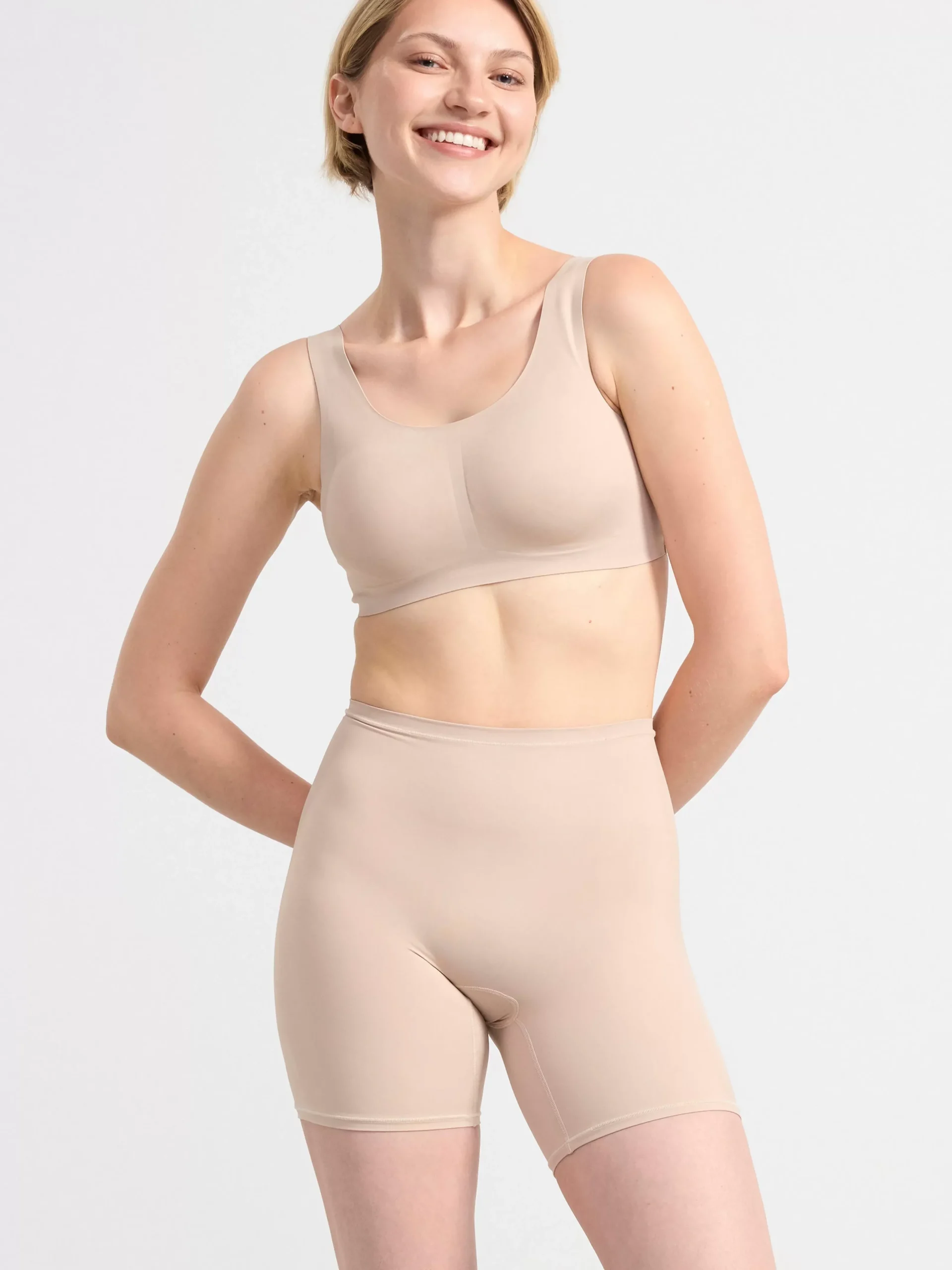 Trosor>Lindex Biker Trosa Med Hog Midja Beige