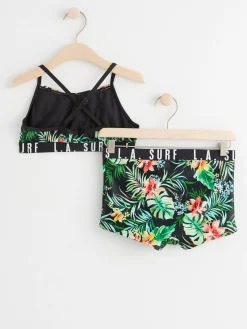 Badkläder & Uv>Lindex Bikini Med Tropiska Blommor Black