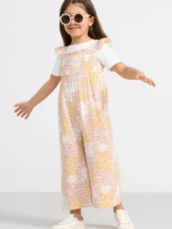 Jumpsuits>Lindex Blommig Jumpsuit Light Dusty Yellow