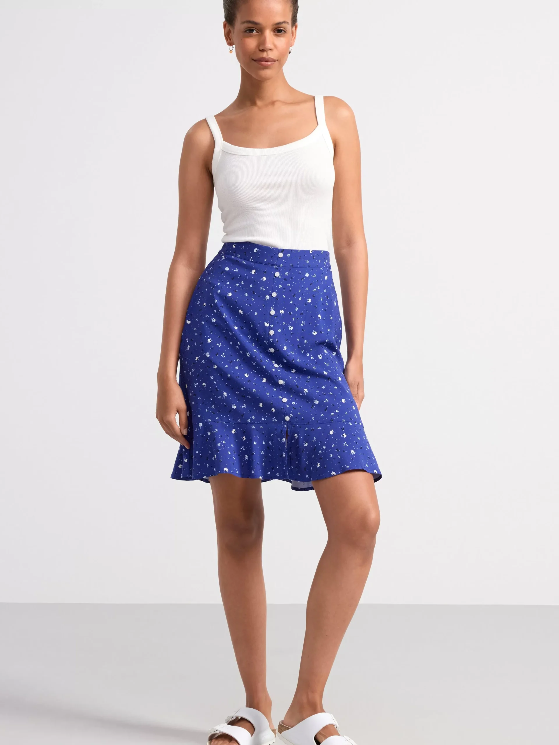 Kjolar>Lindex Blommig Minikjol Blue