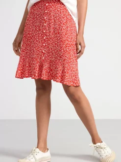 Kjolar>Lindex Blommig Minikjol Red