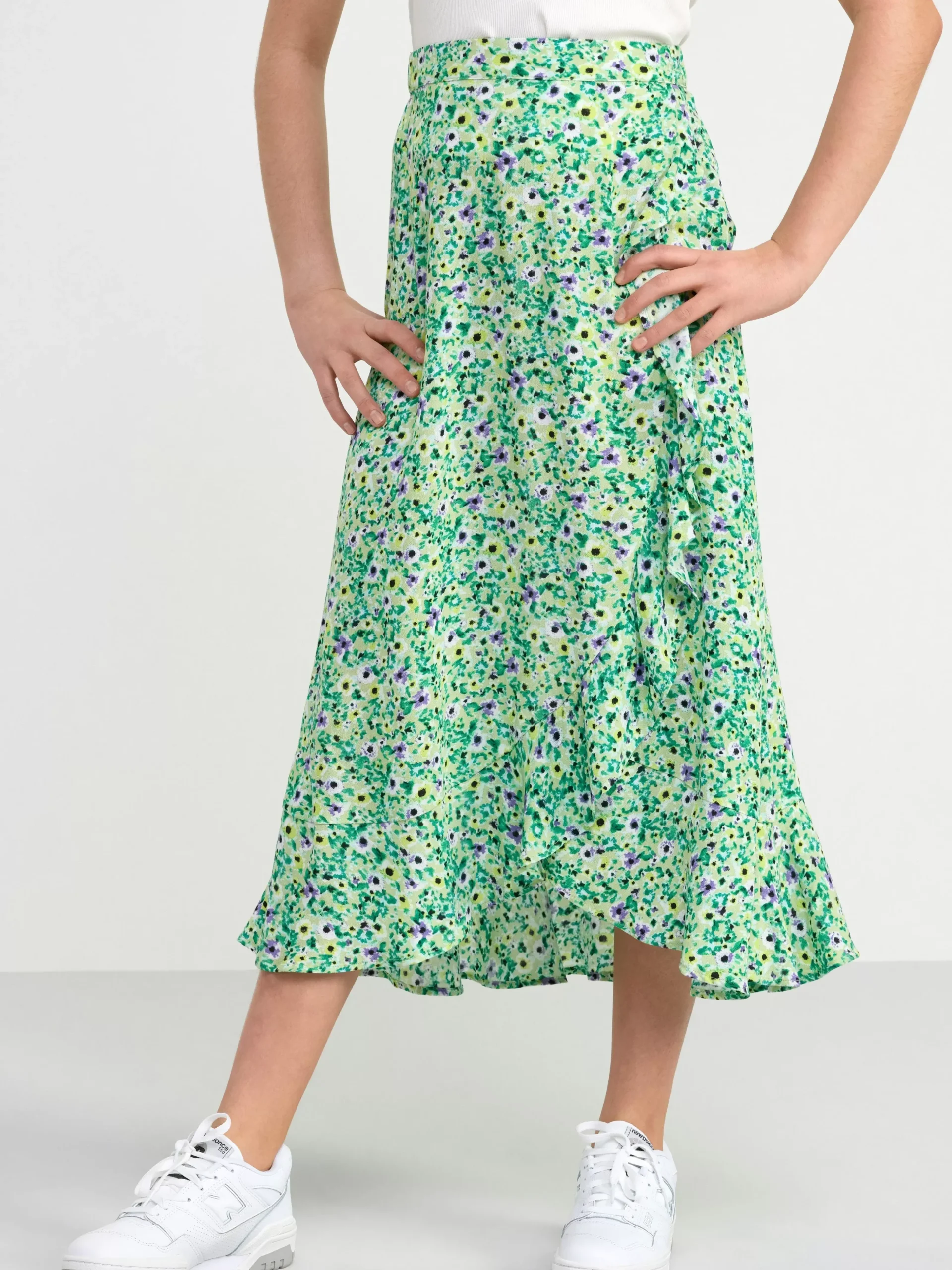 Kjolar>Lindex Blommig Omlottkjol Lime