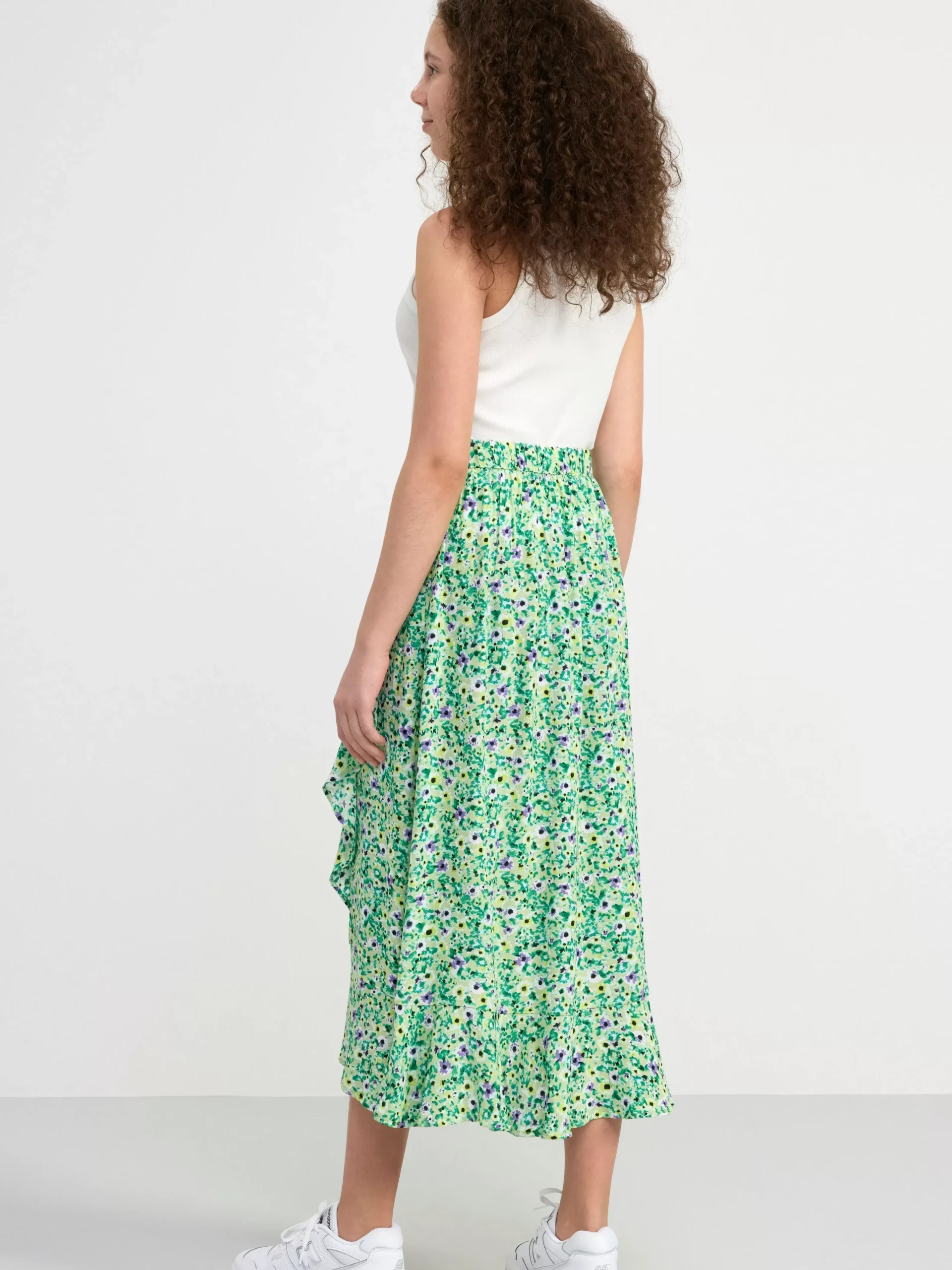 Kjolar>Lindex Blommig Omlottkjol Lime