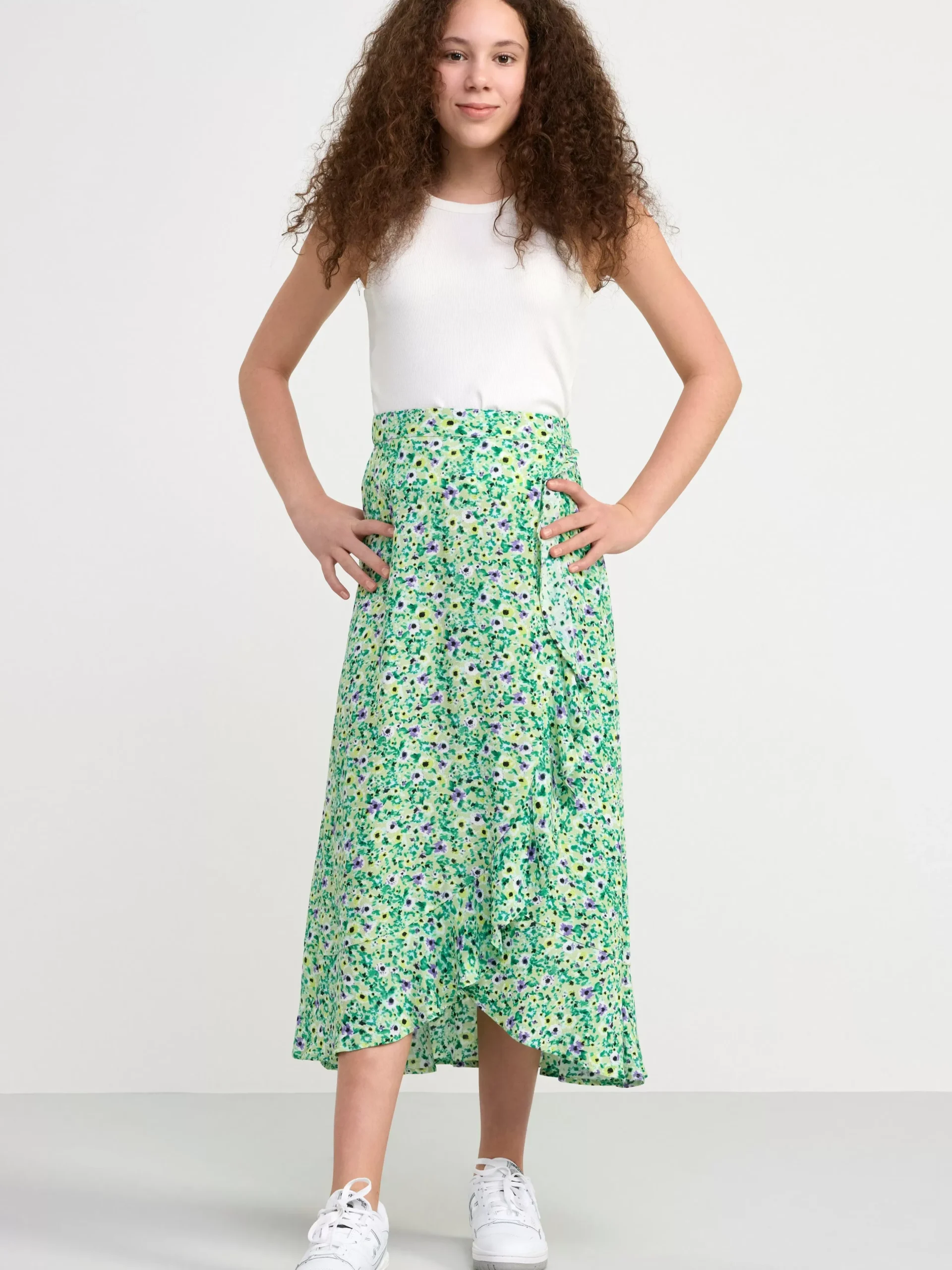 Kjolar>Lindex Blommig Omlottkjol Lime