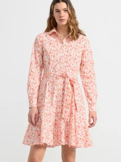Klänningar>Lindex Blommig Skjortklanning Coral