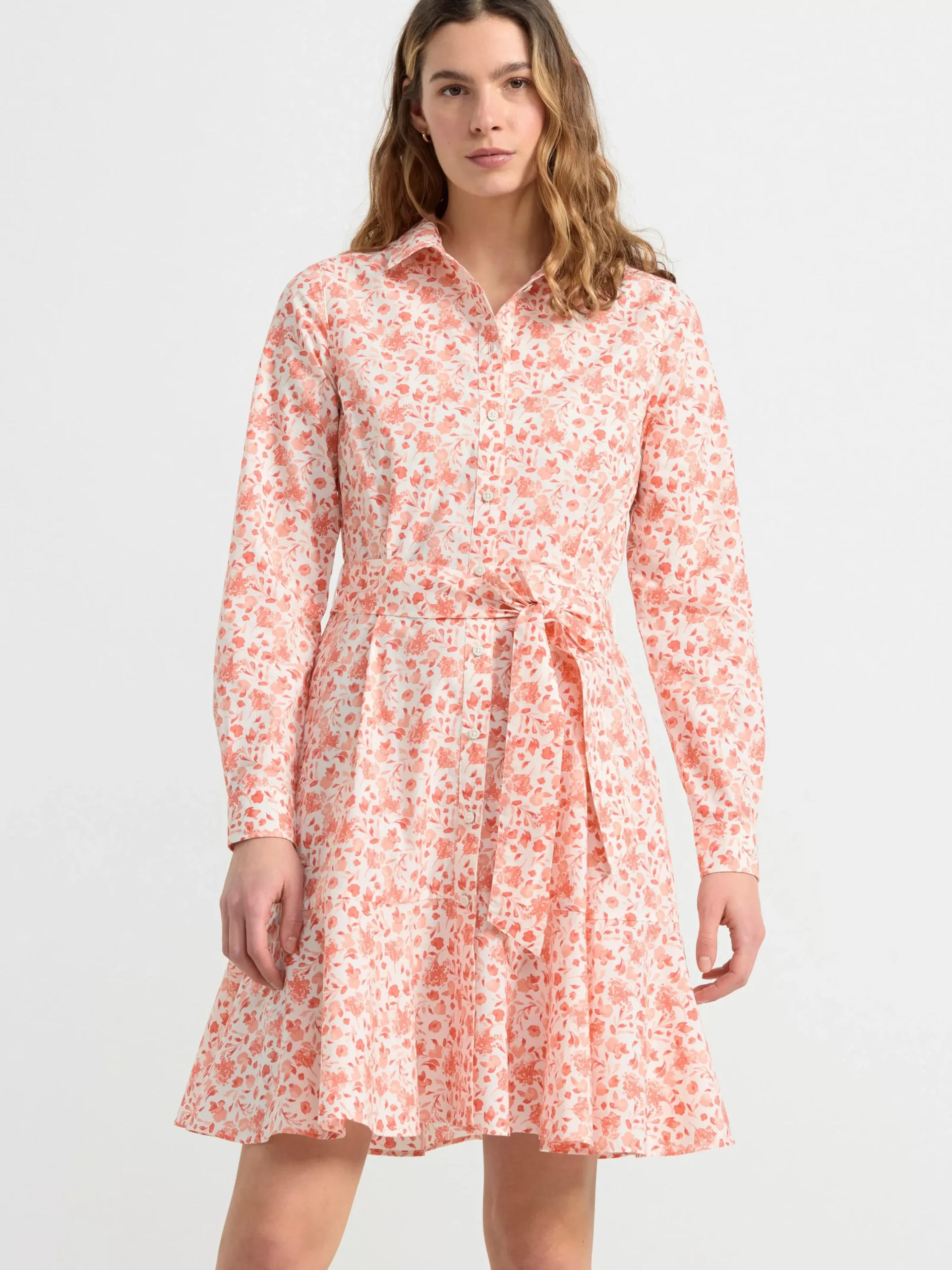 Klänningar>Lindex Blommig Skjortklanning Coral