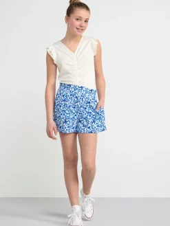 Byxor & Leggings>Lindex Blommiga Trikashorts Off White