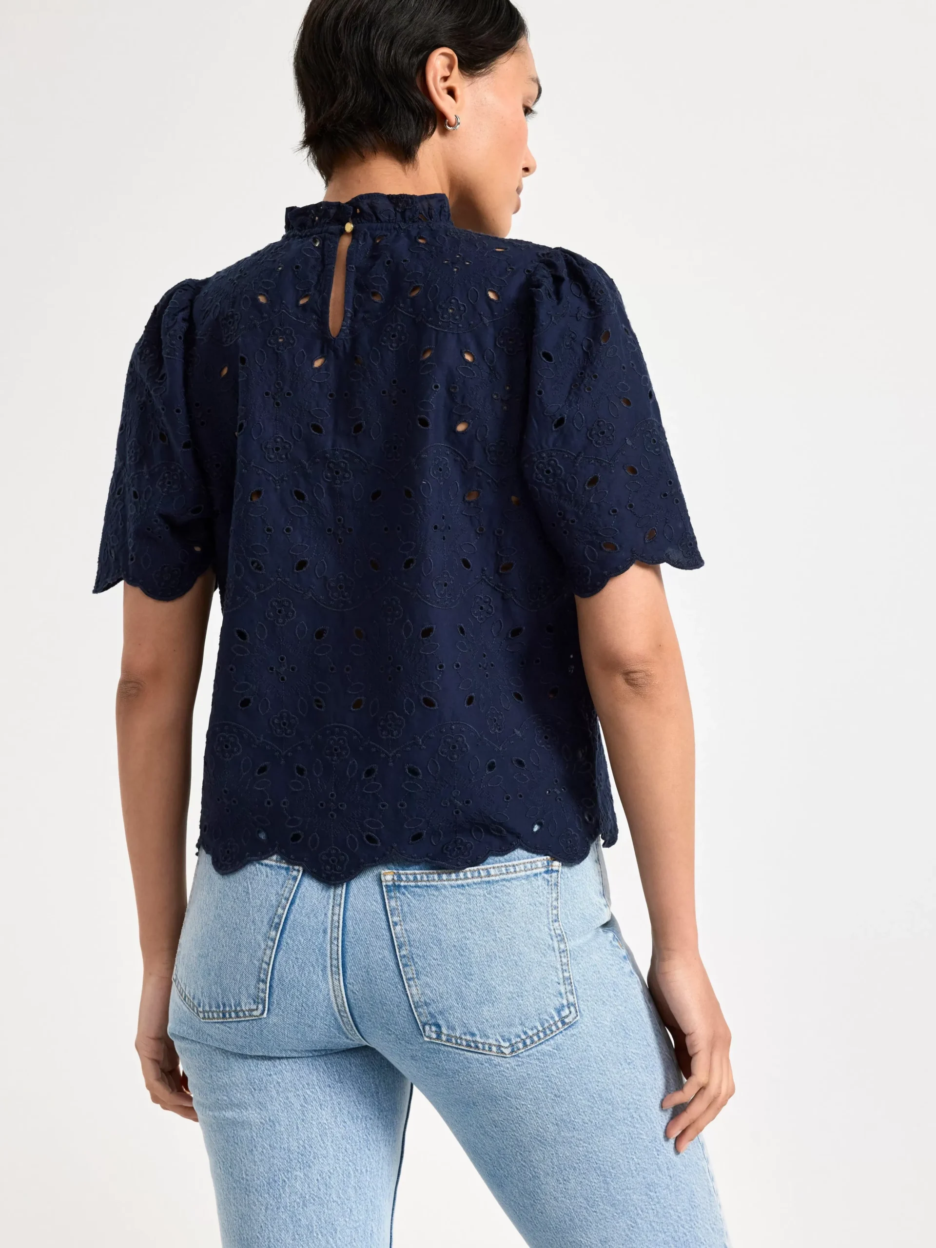 Blusar & Skjortor>Lindex Blus Med Broderie Anglaise Navy