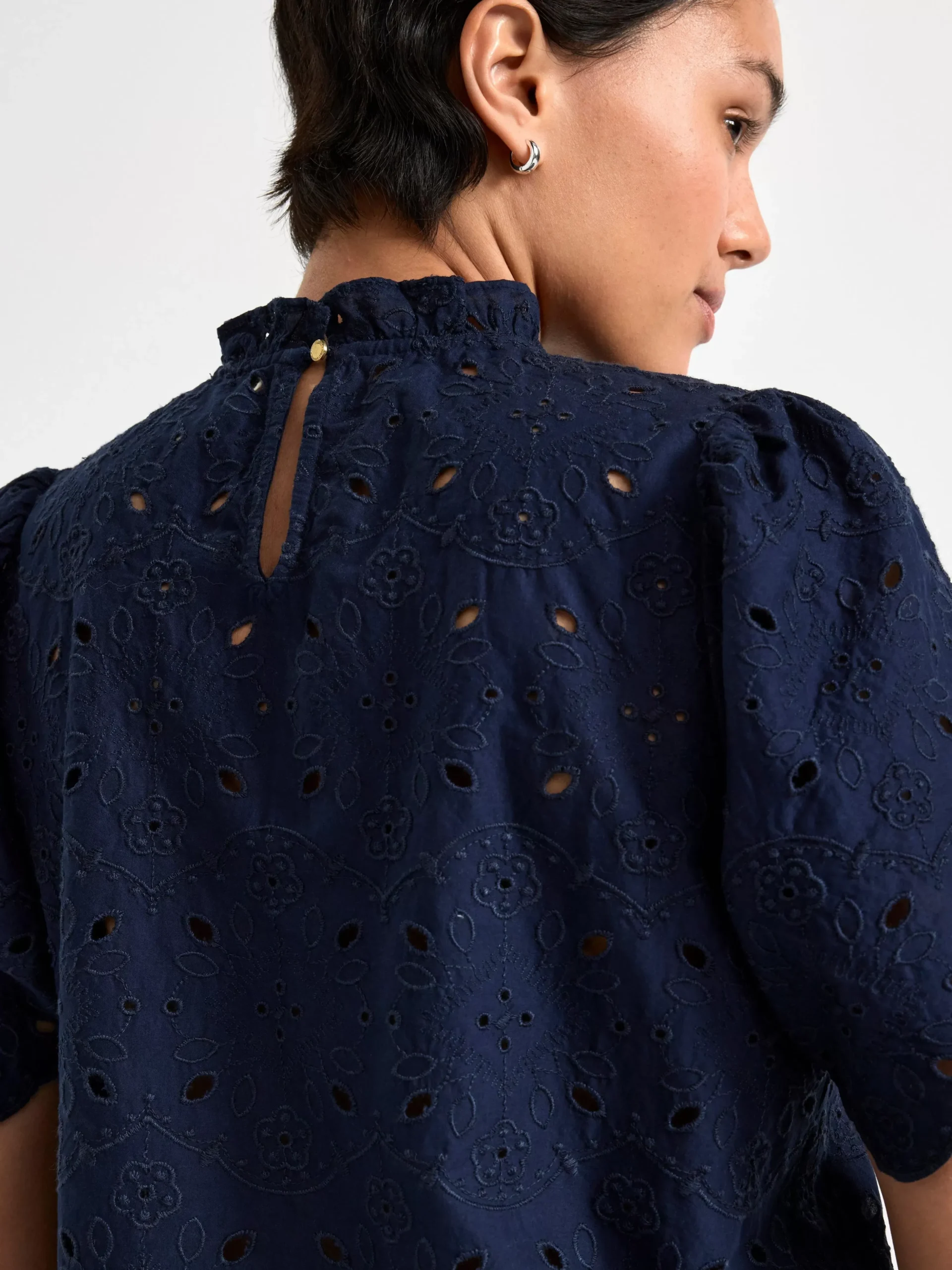 Blusar & Skjortor>Lindex Blus Med Broderie Anglaise Navy