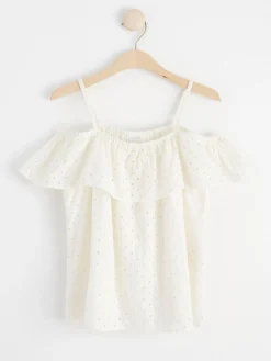 Toppar & T-Shirts>Lindex Blus Med Broderie Anglaise Off White