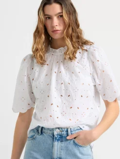 Blusar & Skjortor>Lindex Blus Med Broderie Anglaise White