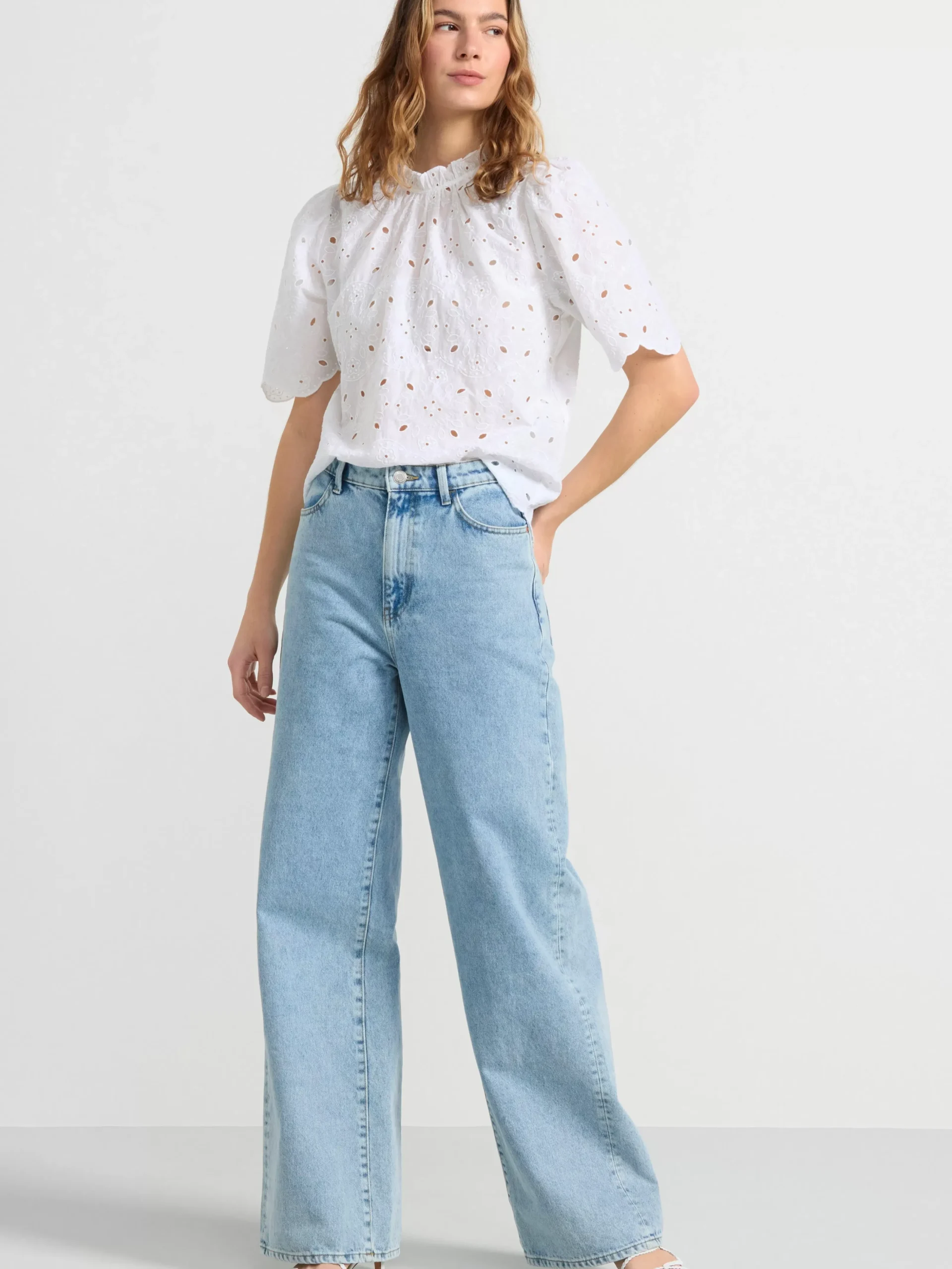 Blusar & Skjortor>Lindex Blus Med Broderie Anglaise White