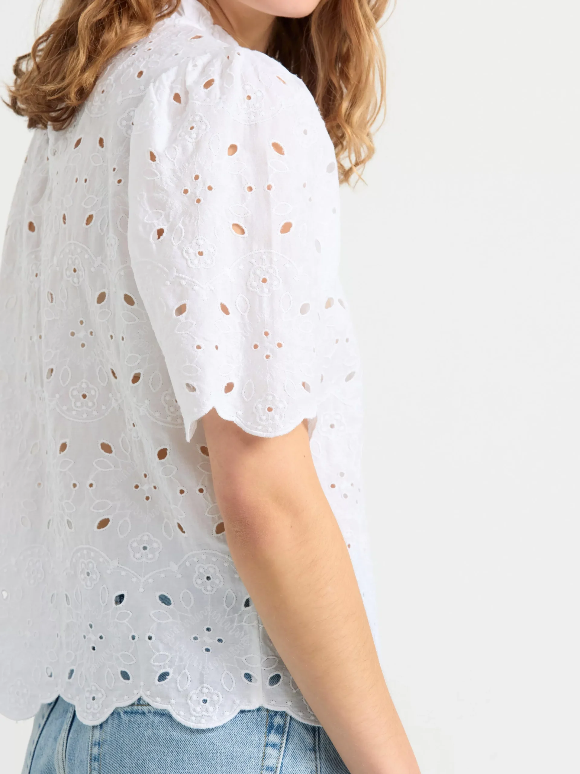 Blusar & Skjortor>Lindex Blus Med Broderie Anglaise White